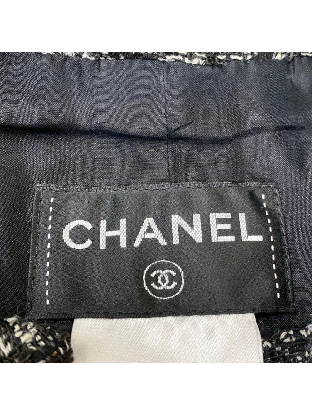 Chanel Coat M p Black White Tweed 3/4 Sleeve Chain Fall Winter Wool 38